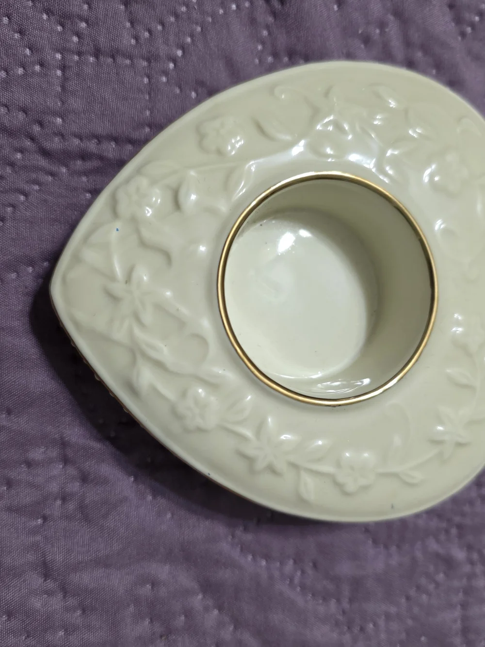 Lenox Ivory Floral Ceramic Tealight Holder with Gold Trim